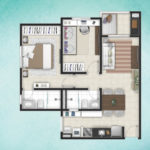 Planta 56M² - 2 dormitórios